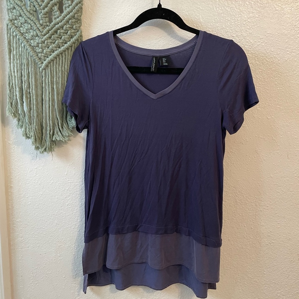 🍓3/$15 Cynthia Rowley Short Sleeve Layered Top in Deep Purple
